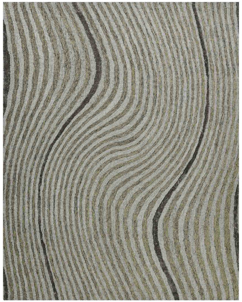 Iron Wool & Viscose Striped Hand Tufted Rug Carpet