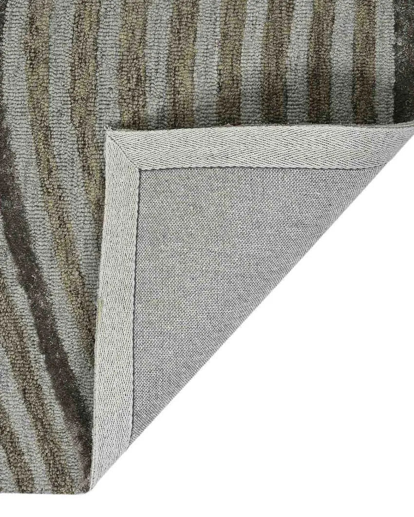 Iron Wool & Viscose Striped Hand Tufted Rug Carpet