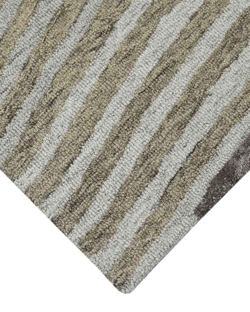 Iron Wool & Viscose Striped Hand Tufted Rug Carpet