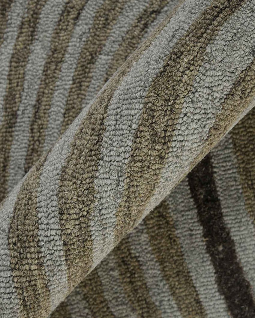 Iron Wool & Viscose Striped Hand Tufted Rug Carpet