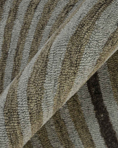 Iron Wool & Viscose Striped Hand Tufted Rug Carpet