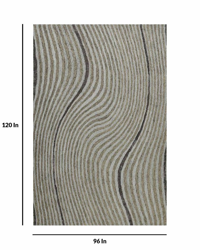 Iron Wool & Viscose Striped Hand Tufted Rug Carpet