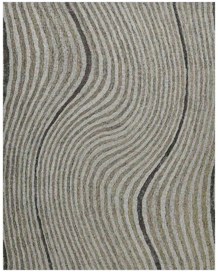 Iron Wool & Viscose Striped Hand Tufted Rug Carpet