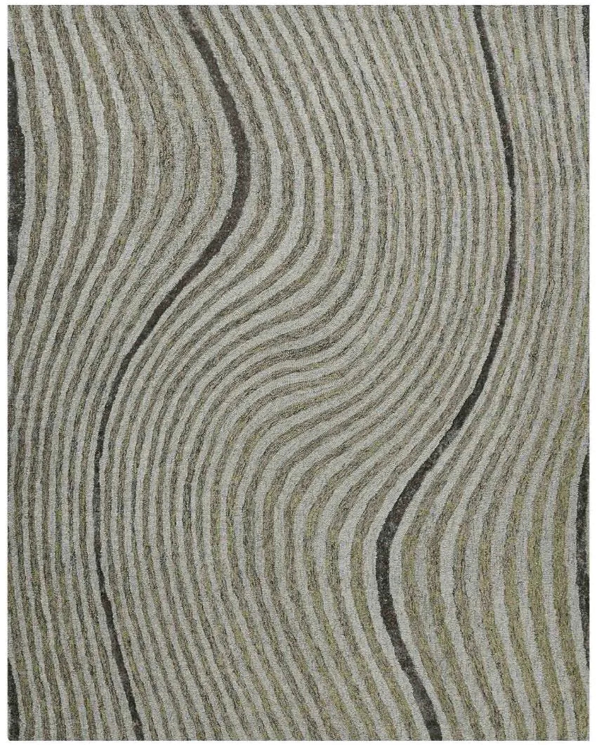 Iron Wool & Viscose Striped Hand Tufted Rug Carpet