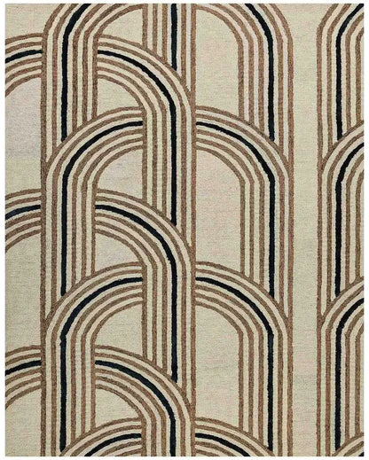 Coral Reef Wool & Viscose Striped Hand Tufted Rug Carpet