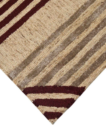 Red Robin Wool & Viscose Striped Hand Tufted Rug Carpet