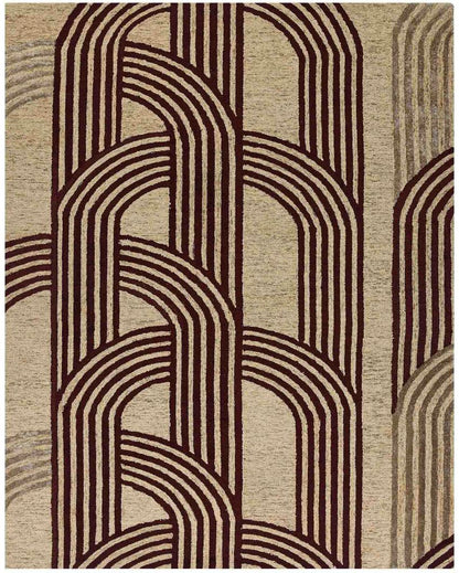 Red Robin Wool & Viscose Striped Hand Tufted Rug Carpet