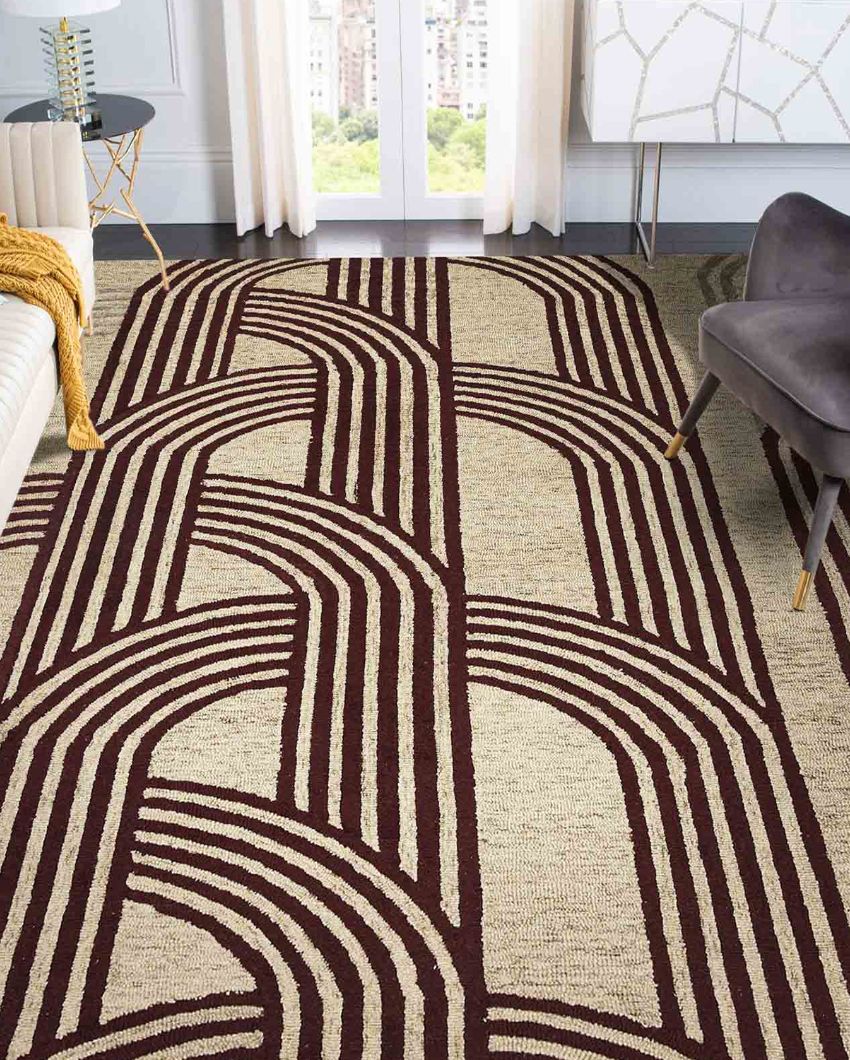 Red Robin Wool & Viscose Striped Hand Tufted Rug Carpet