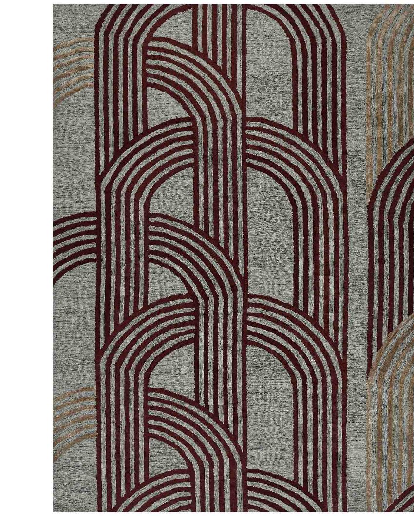 Grey White Wool & Viscose Canyan Hand Tufted Carpet | 6x4, 8x5 ft 6 x 4 ft