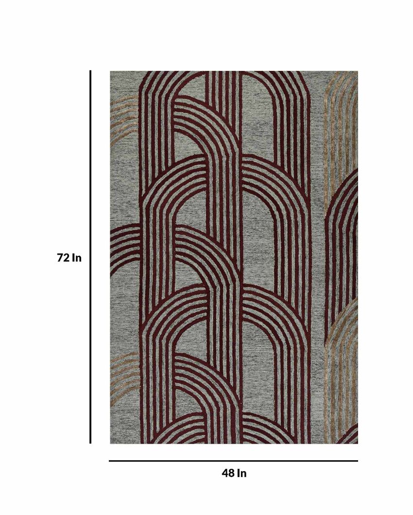 Grey White Wool & Viscose Canyan Hand Tufted Carpet | 6x4, 8x5 ft 6 x 4 ft