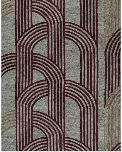 Graphite Wool & Viscose Striped Hand Tufted Rug Carpet