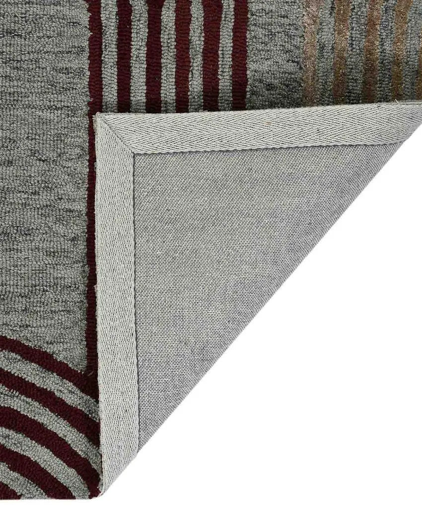 Graphite Wool & Viscose Striped Hand Tufted Rug Carpet