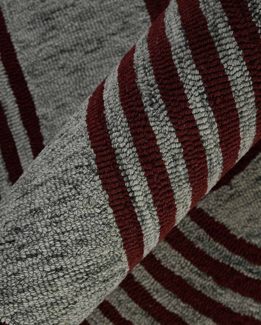 Graphite Wool & Viscose Striped Hand Tufted Rug Carpet