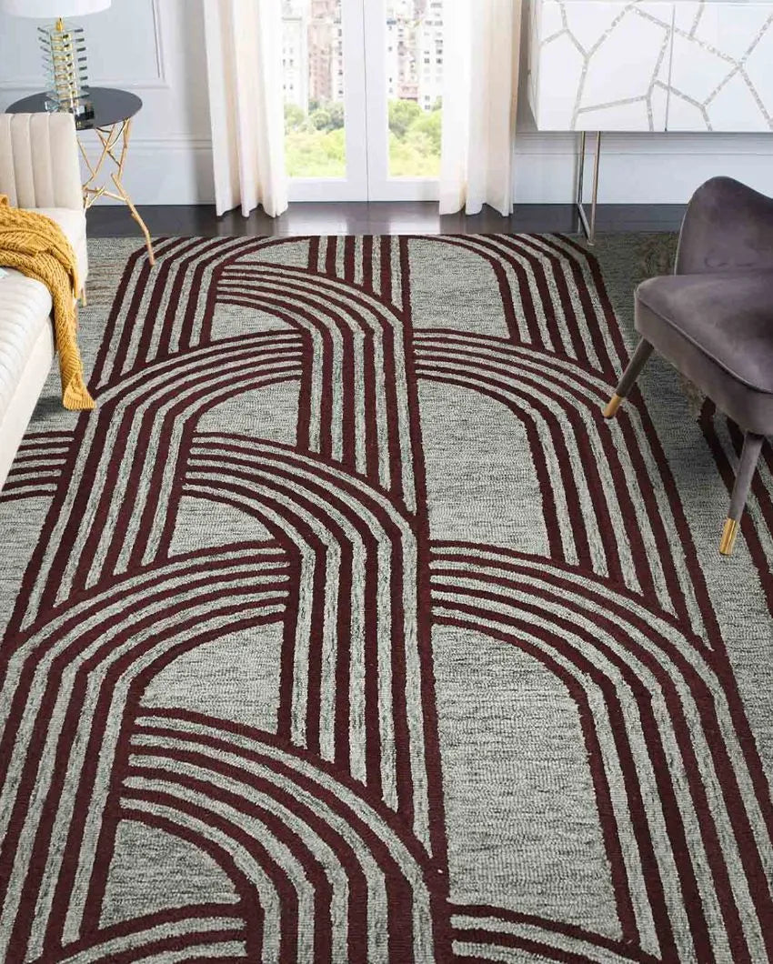 Graphite Wool & Viscose Striped Hand Tufted Rug Carpet