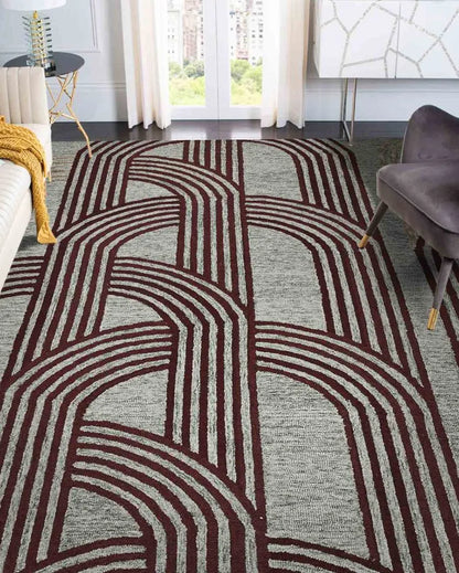 Graphite Wool & Viscose Striped Hand Tufted Rug Carpet