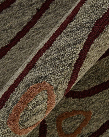 Khaki Wool & Viscose Striped Pattern Hand Tufted Rug Carpet