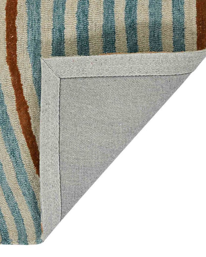 Colorful Wool & Viscose Striped Loop With Cut Pile Hand Tufted Rug Carpet