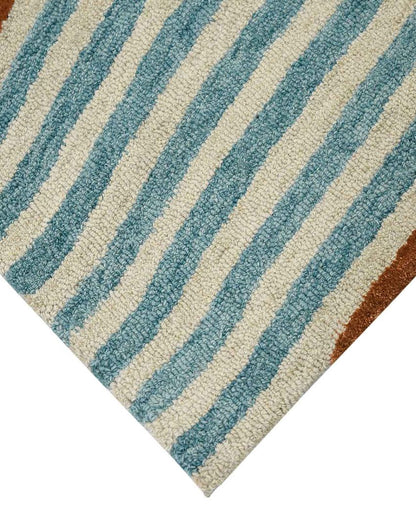 Colorful Wool & Viscose Striped Loop With Cut Pile Hand Tufted Rug Carpet