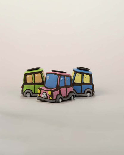 Beautiful Design Terracotta Car Shaped Pen Stand | 5 x 4 x 4 inches