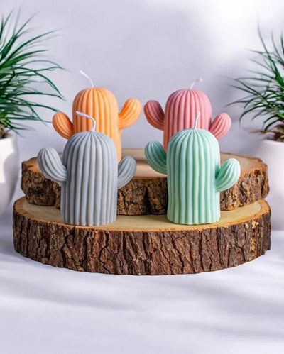 Desert-Inspired Design Cactus Soy Wax Candle | Set of 4 | 5.1 x 5.1 cm / 2 x 2 inches