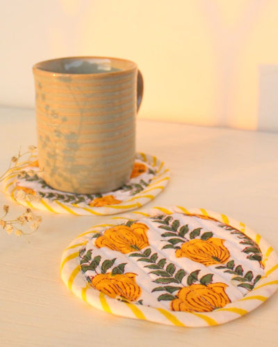 Daffodil Fabric Coasters | Set of 2 | 4 inches