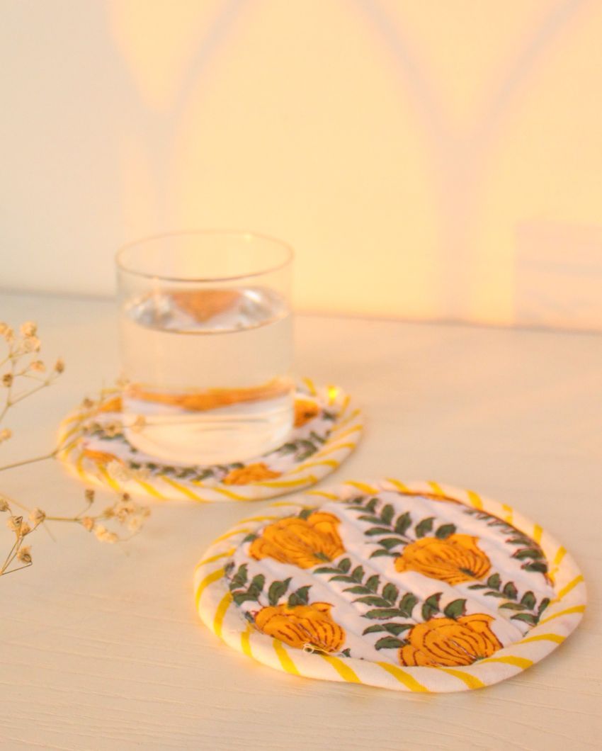 Daffodil Fabric Coasters | Set of 2 | 4 inches