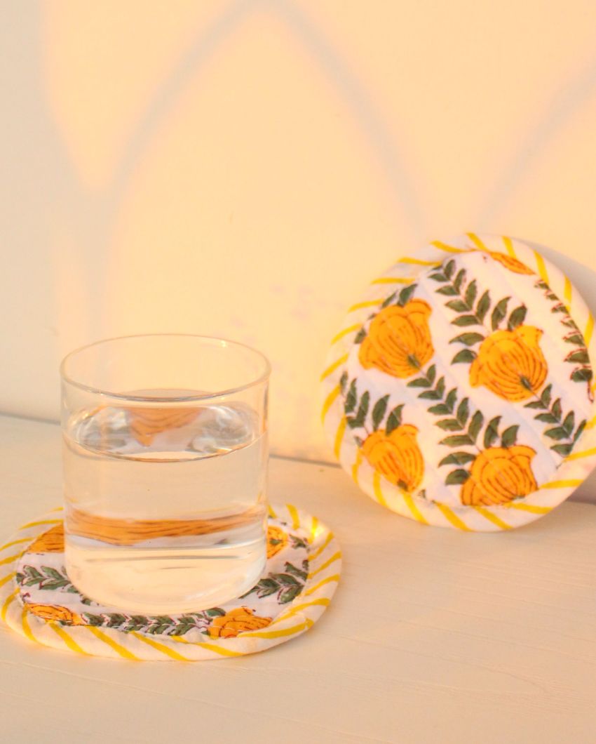 Daffodil Fabric Coasters | Set of 2 | 4 inches