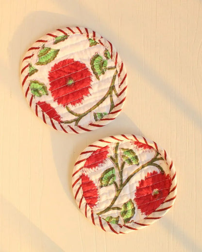 Daisy Fabric Coasters | Set of 2 | 4 inches