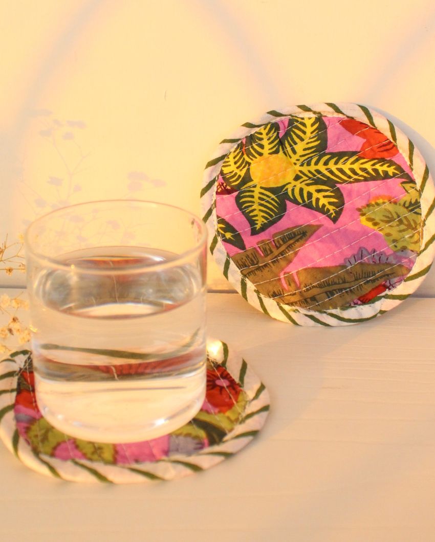 Flora Fabric Coasters | Set of 2 | 4 inches