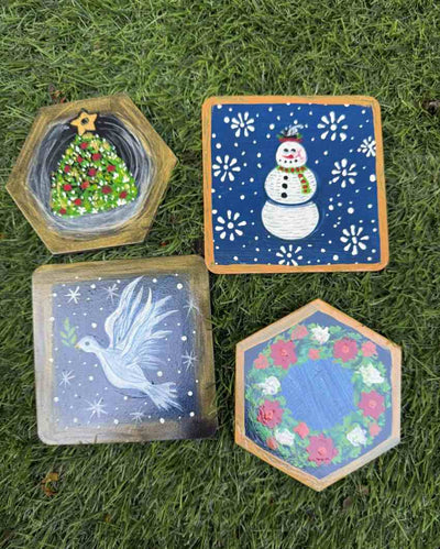 Festive Christmas Coasters | Set of 4 ( dimension doubt )