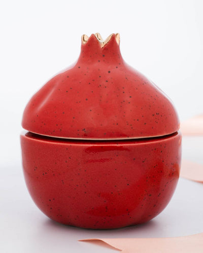 Ceramic Pomegranate Storage Jar | Red |15 x 12 x 12 cm / 6 x 5 x 5 inches