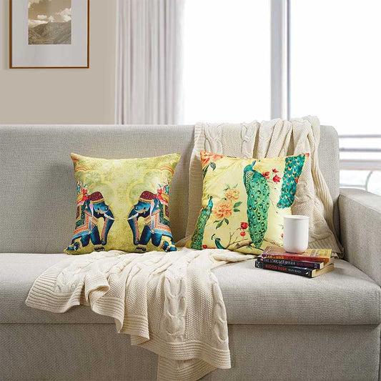 Carmelo  Ethnic Design Silk Dupion Cushion Covers | Set Of 2 Default Title