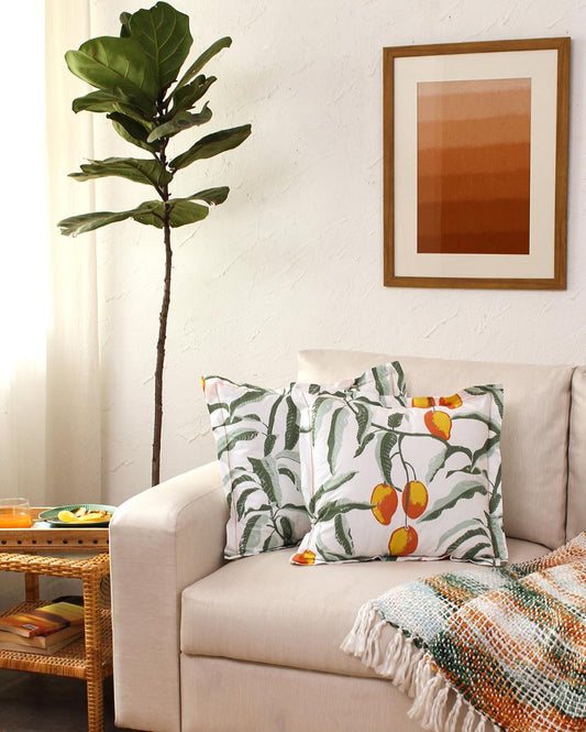 Orange Amra Cotton Cushion Cover | Single | 16 x 16 Inches