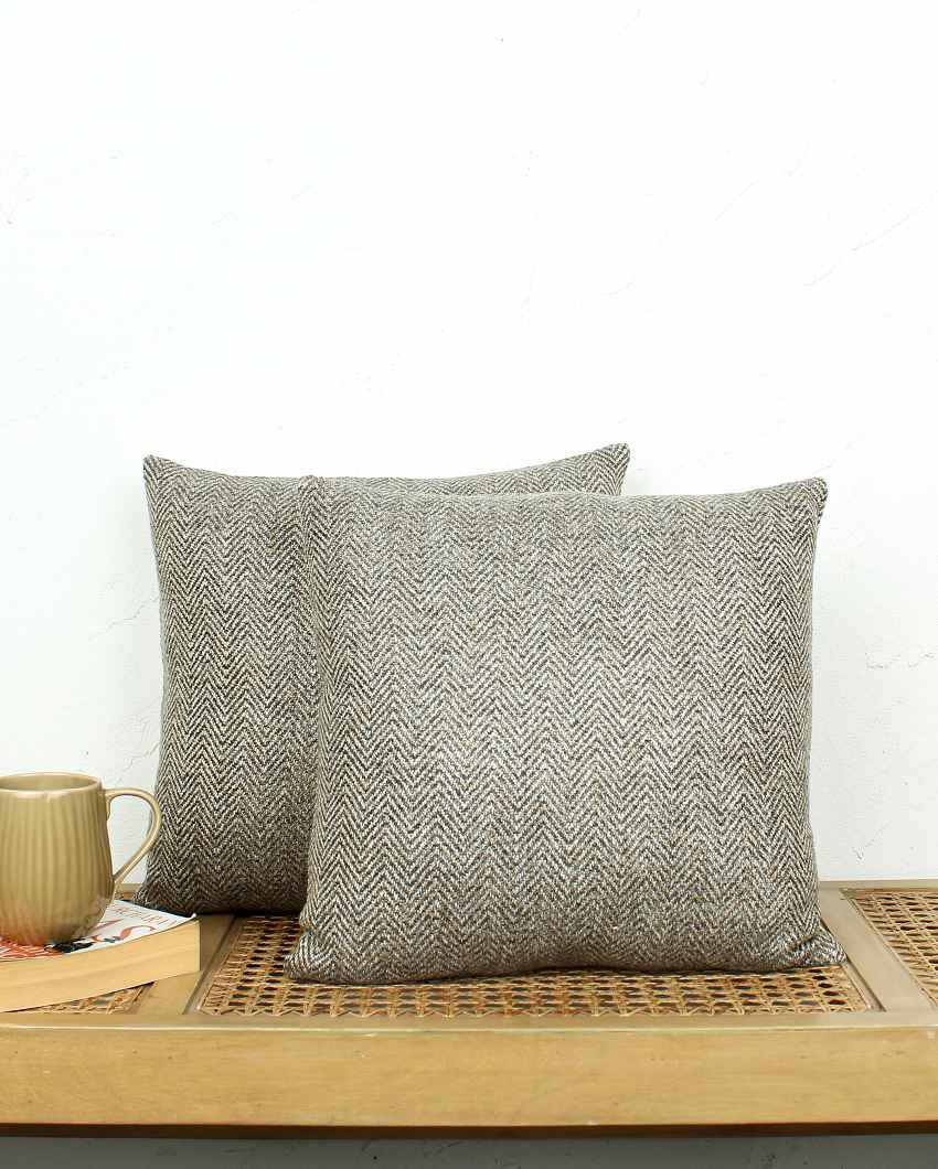 Chevron Black Stylish Cushion Covers | Set of 2 | 16 x 16 inches