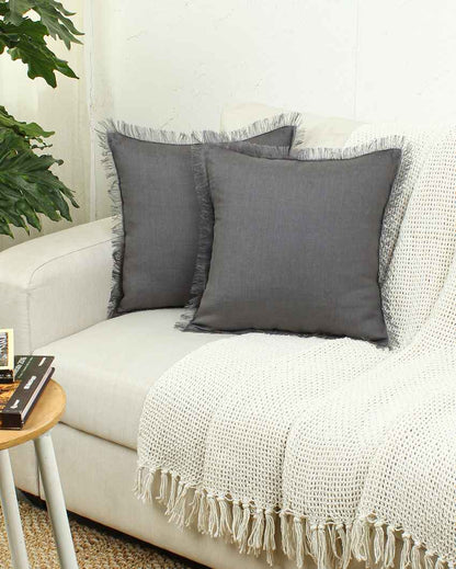 Chaya Grey Modern Cushion Covers | Set of 2 | 16 x 16 inches