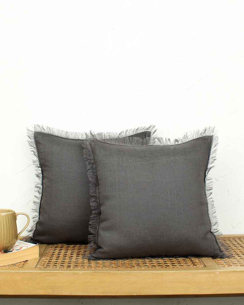 Chaya Grey Modern Cushion Covers | Set of 2 | 16 x 16 inches