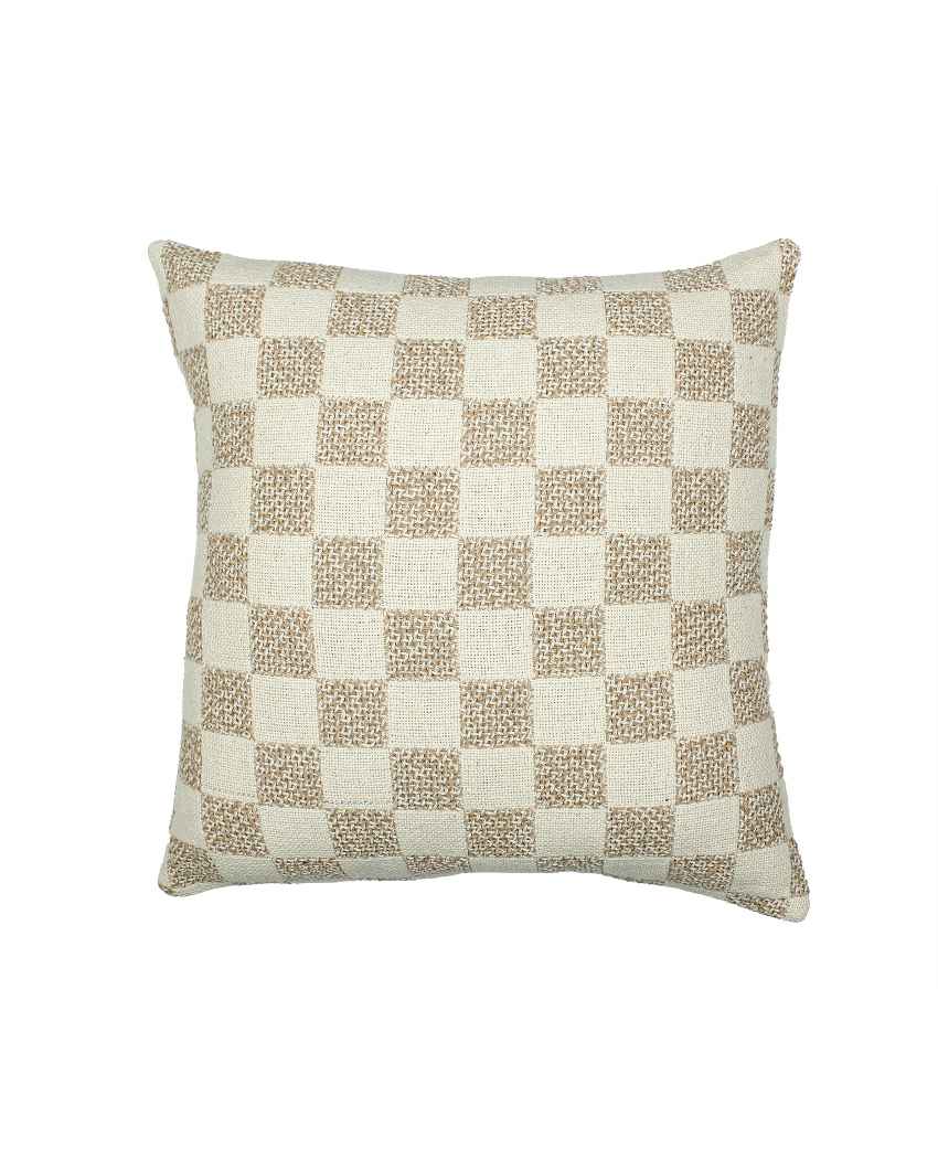 Checkerboard Beige Cushion Covers | Set of 2 | 16 x 16 inches