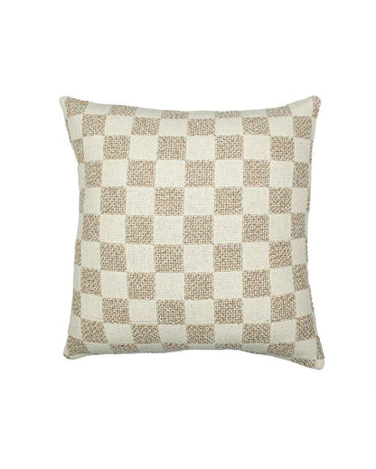 Checkerboard Beige Cushion Covers | Set of 2 | 16 x 16 inches