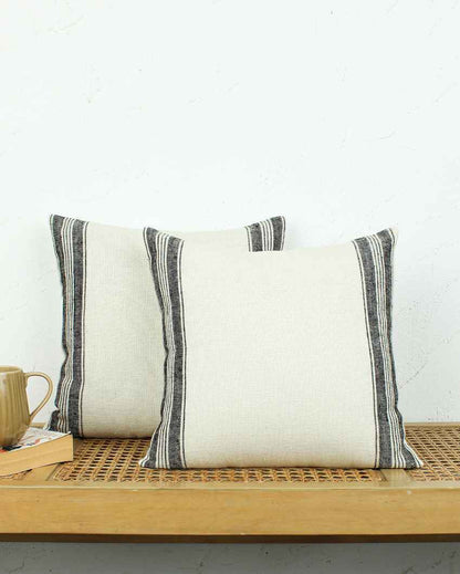 Classic Stripe Black Cushion Covers | Set of 2 | 16 x 16 inches
