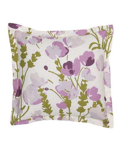 Himalayan Poppies Purple Cotton Cushion Covers | Set Of 2 | 16 x 16 inches