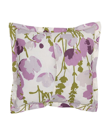 Himalayan Poppies Purple Cotton Cushion Covers | Set Of 2 | 16 x 16 inches