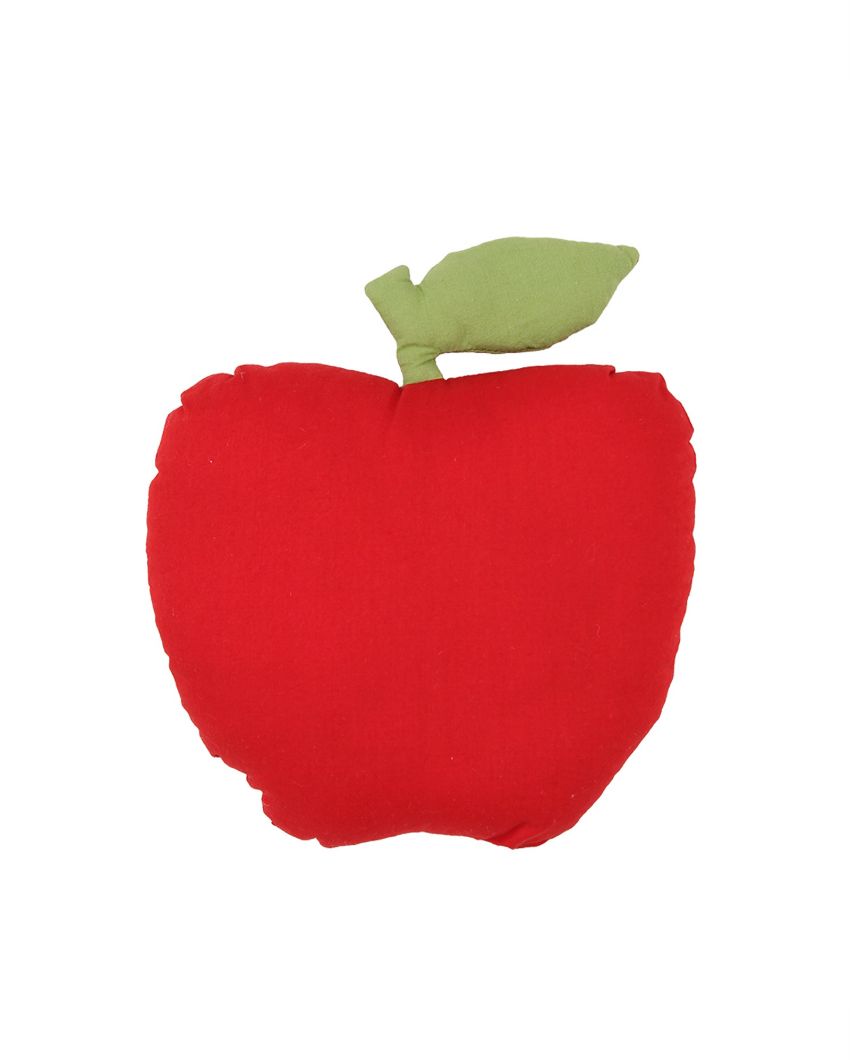 Juicy Apple Shaped Red Cotton Cushions | Set Of 2 | 12 x 13 inches