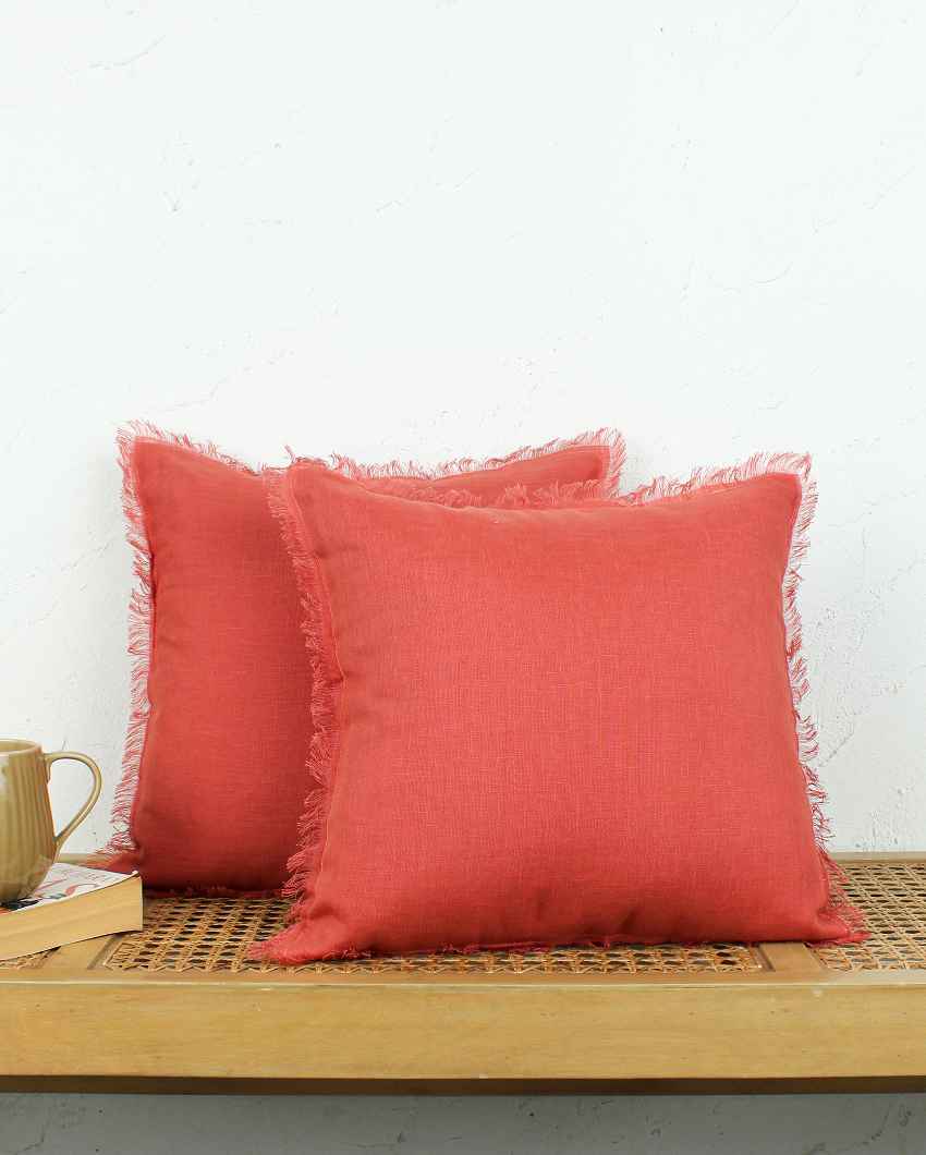 Meher Rust Modern Cushion Covers | Set of 2 | 16 x 16 inches