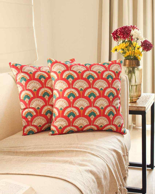 Neelkanth Design Cotton Satin Cushion Covers | Set of 2 | 16 X 16 Inches