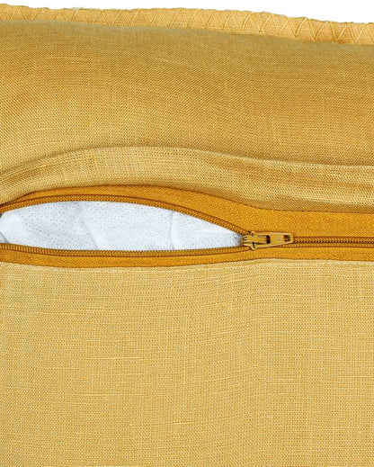 Noor Yellow Cotton Cushion Covers | Set of 2 | 16 x 16 inches