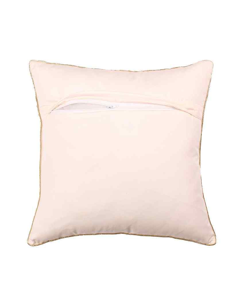 Pushp Design Cotton Satin Cushion Covers | Set of 2 | 16 X 16 Inches