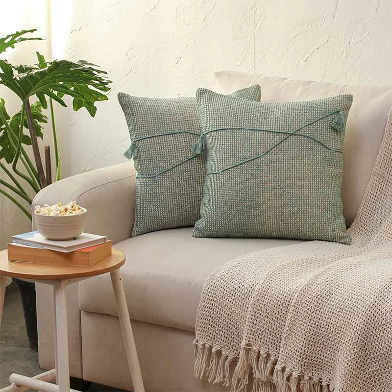 Raalhu Cotton Cushion Covers | Set of 2 | 16 x 16 Inches