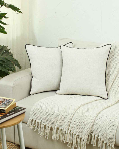 Safaid Ivory Cushion Covers | Set of 2 | 16 x 16 inches