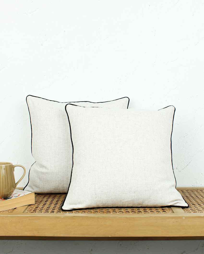 Safaid Ivory Cushion Covers | Set of 2 | 16 x 16 inches