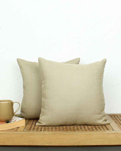 Saanjh Beige Stylish Cushion Covers | Set of 2 | 16 x 16 inches